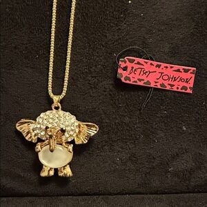 Betsey Johnson Gold and Crystal Elephant Necklace